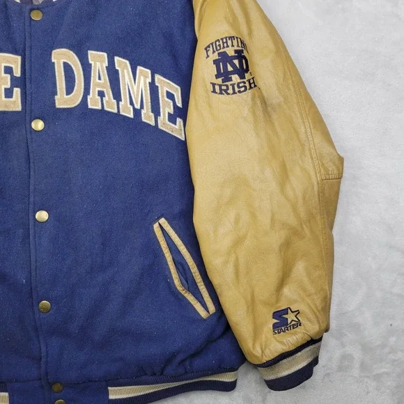 Notre Dame Jacket Mens XL Vintage Starter Coat Varsity Letterman Wool Leather ND